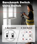 Pro Grade Laser Distance Tool 165 Feet With One Sixteenth Inch Accuracy IP54 Dust And Water Resistant Handy For DIY Projects In Feet And Inches Long Battery Life With 2 AAA Batteries Included Gray used on tripod for room measuring