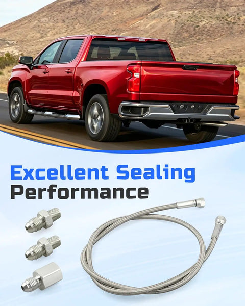 Cool 48 Inch Silver Gauge Line Kit With Double Layer Build For Easy Automotive Fuel Pressure Setup Using 4AN Female Threads To Monitor Your Ride Smoothly, silver braided hose