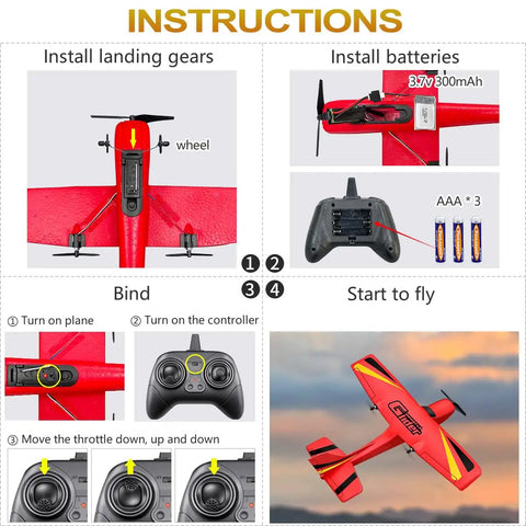 Beginner Friendly Ready To Fly RC Airplane With Self Stabilization For Kids And New Pilots instruction guide.