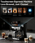Espresso Machine With Grinder And Steam Frother For Home Use 20 Bar Pressure Compact Coffee Maker For Cappuccino Latte Cold Brew