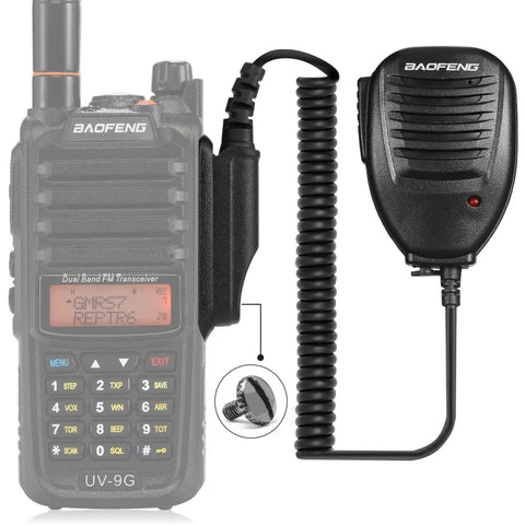Waterproof Two Way Radio Microphone for Ham Radios Handheld Shoulder Mic Compatible With UV9R Series shown with braided cord