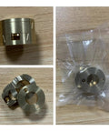 Upgrade Your 3D Printing Game With This Smooth Oldham Coupling For T8 Z Axis Lead Screws Perfectly Fit For EndERS 3 Flexible Hot Beds With Easy 16mm Thread Holes And Reliable Brass Build Quality For Flawless Moves. brass Oldham coupling with 16mm thread holes for T8 Z axis lead screw, shown packaged and loose