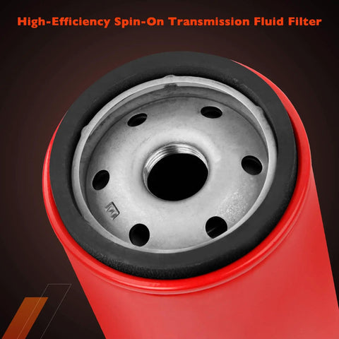 High Efficiency Transmission Filter For 1000 2000 Transmission, Fits Chevy Silverado And GMC Sierra 2500 HD 3500 HD, 15 Micron Filtration, Replaces 29539579 128059150, 2 Pack, Beefed Up Protection For Your Transmission And Smoother Shifts. red spin-on metal transmission filter