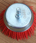 Red Three Piece Cup Brush Set With Nylon Composite Abrasive For Drills Grit 80 120 320 With Quarter Inch Shank