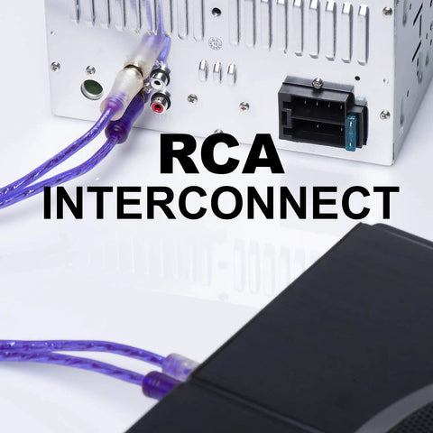 RCA interconnects from 8 Gauge Car Amplifier Wiring Kit with Power Cable, Ground Cables, Turn-On Wire, Speaker Wire, Terminals