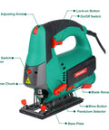 Jig Saw With 800W Pure Copper Motor 6 Speed Settings From 800 To 3000 SPM 4 Orbital Settings Bevel Up To 45 Degrees Laser Guide