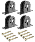 Heavy Duty Silent Pulley Block For Home Gym Lifting Wall Or Ceiling Mount Pulleys With Quiet Dual Bearing Nylon Sheaves 300 KG Load Capacity Durable Stainless Steel Wheel For Lifting Weights And Hoists featuring a set of four pulleys with mounting hardware.