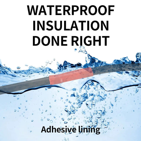 Heat Shrink Tubing Kit Pro Grade 300 Pieces Adhesive Lined Three To One Ratio Marine Grade shown in waterproof test.