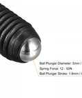 Close-up of Hardcore Spring Loaded Ball Plunger Set Screw, 5mm diameter, part of 20 Pack M8 X 16mm High Carbon Steel Hex Drive.
