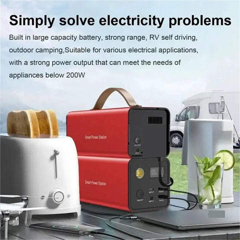 Beast Mode Hella Reliable Portable Power Generator And Charging Station For Outdoor Camping Emergency Backup Battery with a red casing, ports visible.