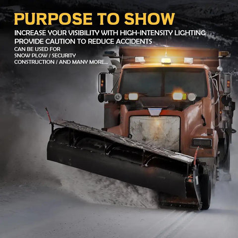 Hella Durable 14 Mode Led Warning Beacon With Badass Magnetic Mount For Forklift Construction Trucks And Farm Equipment White Amber Strobe Light Super Knockout Visibility on snow plow truck.