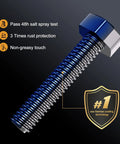 Stainless Steel M3 Button Head Socket Cap Screw with rust-resistant coating, fully threaded, highlighted against black background