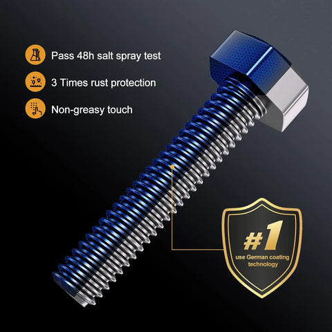 Built Tough 305 Piece 1/4-20 Bolt And Nut Assortment Kit Featuring Black Button Head Socket Cap Hex Allen Screws on a black background.