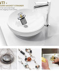 Upgraded Bathroom Sink Drain Kit With Flexible Expandable P Trap, Pop Up Stopper, bowl sink with anti-clog strainer
