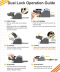 Instructional guide for using 2 Pack Stainless Steel Retractable Ratchet Straps 1 7/8 In x 4 Ft with dual lock feature