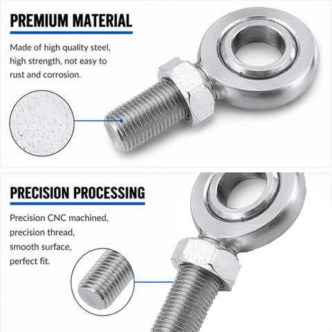 Two Pair One Half Inch Heim Joint Rod End Kit With Jam Nut And Bung Chromoly Joints Panhard precision threading detail