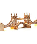 Tower Bridge 3D Puzzle Wood Craft Kit With LED Light DIY Construction Model For Teens Dope Brain Teaser Gift Home Decor London Landmark Build Set Great Gift Idea For Birthday And Holidays displayed on white background