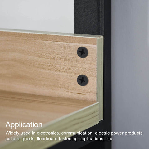 Size Eight By One And Three Sixteenth Inch Wood Screws Phillips Flat Head Self Tapping Carbon Steel Gray installed in cabinetry