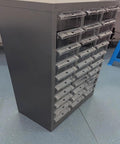 Tough Build Impact Resistant Stainless Steel Hardware Cabinet Featuring Six Spacious Drawers with clear fronts for easy access.