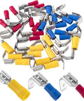 All In One Quick Disconnect Piggyback Spade Connector Kit For 22 10 AWG Wires, 30 Semi Insulated Terminals, 3 Models, 10 Pcs Each