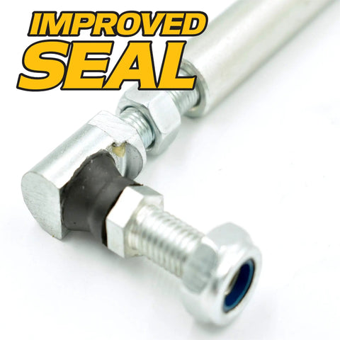 Adjustable Beefed Up Heavy Duty Crimped Steering Drag Link Tie Rod For GY20491 GY20492 Left Hand Right Hand Upgrade With Lock Nuts And 4130 Chromoly Steel For Durable Steering On L100 L105 L107 L108 L110 L111 L118 L120 L130 Tractors, chromoly rod end close-up