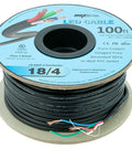 100 Ft 18 AWG Low Voltage LED Cable Four Conductor In Wall RGB Wire With Black Jacket UL Listed Class 2 Rated Spool