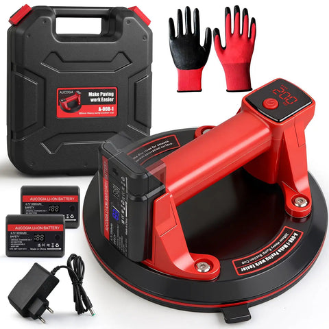 Electric Vacuum Suction Cup Lifter With Auto Start Pump And LED Display Dual 3000mAh Batteries 8 Inch Base and Accessories