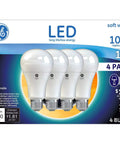 Soft White LED A21 Light Bulbs 100 W Equivalent Non-Dimmable, 4 Pack product packaging image with energy details.