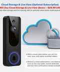 1080P WiFi Video Doorbell Camera Battery Powered With Smart AI Human Detection And Motion Alerts, cloud storage option