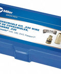 Heavy Duty M-10 and M-100 MIG Gun Consumable Kit With.030 Wire For Auto Body Repair in a blue packaging case.