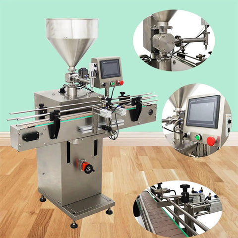 Automatic Servo Filling Machine For Pastes And Liquids Features Plug N Play Setup And No Sweat Operation Delivers Rock Solid Precision For Honey Jam Peanut Butter Sauces 100 To 1000 Ml Range with stainless steel structure and control panel.