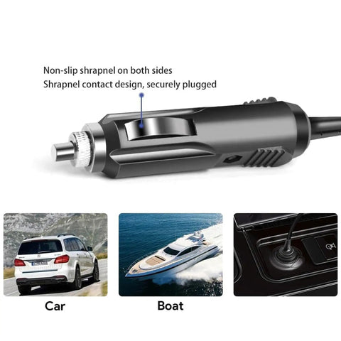 Car DC Adapter For Midland 75 822 CB Radio Compatible Power Supply close-up with plug-in options for car and boat