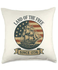 Patriotic Sailboat Throw Pillow With US Flag Design For 4th Of July Home Decor, Land Of The Free Since 1776 Theme