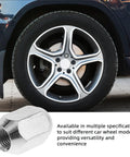 Kick Your Ride Up A Notch With This Premium Wheel Lug Nut And Bolt Kit Featuring Precision Metal Flange Screws Plus Durable Anti Rust Coating For Off Road Adventures And Custom Rims. Close-up silver lug nut on custom car wheel
