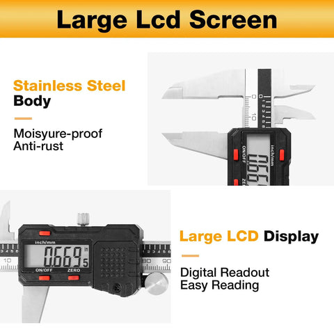 6 Inch Stainless Steel Digital Caliper With Large LCD Display Effortless Inch And Metric Conversion Vernier Micrometer Precision Gauge