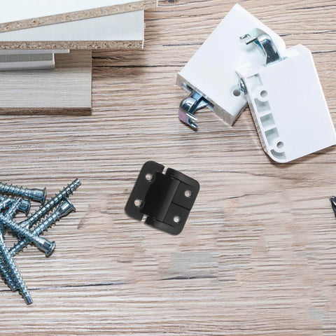 Premium 1.8Nm Torque Hinge For Cabinet Doors Black Zinc Alloy Close Hinge For Kitchen And Bathroom Cabinets No Fuss Easy Install For DIY Projects Packove on wooden surface with screws and cabinet parts.