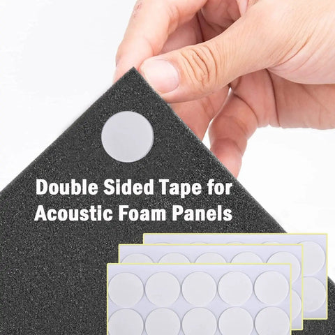 Double sided tape on a 24 Pack Hella Thick Acoustic Foam Panel for easy installation in soundproofing.