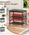 Adjustable Rolling Kitchen Microwave Cart With 3 Tiers On Wheels for versatile storage and easy mobility