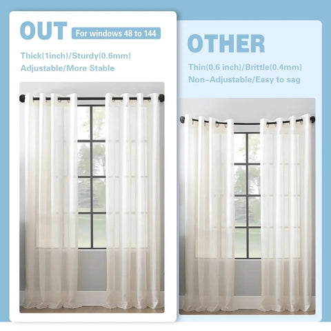 Comparison of Heavy Duty Adjustable Blackout Curtain Rod Set From 16 To 144 Inches Wrap Around 1 Inch Diameter Metal Rod Kit with other rod