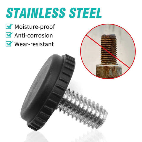 Heavy Duty Adjustable Furniture Levelers With Threaded Inserts 24 Pack Stainless Steel Feet showing moisture-proof black base detail.