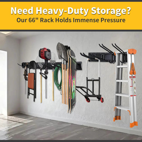 66 Inch Heavy Duty Garage Tool Organizer Wall Mount Rack With 720lbs Capacity And Adjustable Hooks for storing tools
