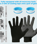 Dual Function PVC Pipe Threader Kit For One Half Three Quarters And One Inch Pipes Internal And External Threading Tool, including sealing tape and gloves