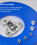 10 Pack 7 Sixteenth Inch Overlay Cabinet Hinges Not Soft Close Adjustable Stainless Steel With Screws Included Display