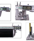 Professional Grade 1.5HP 900W 12V DC Tarp Motor Kit showing size measurements of components, including length and diameter.