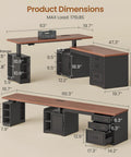 Dimensions of Farmhouse L Shaped Electric Standing Desk Boss Level Height Adjustable Sit To Stand Setup With 63 By 67 Inch Workspace Drawers And Shelves Built In Power Outlet Black