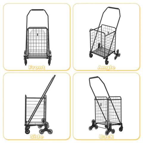Beast Folding Stair Climber Cart With Waterproof Bag, Lightweight Utility Wagon, front, angle, side, back views