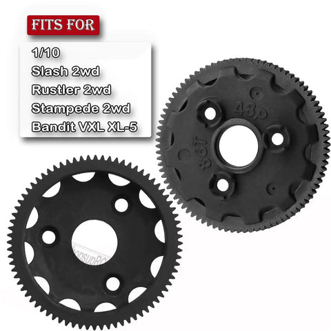 Beefy Nylon 48P 86T Spur Gear Upgrade Kit For 1/10 Slash 2WD Rustler Stampede Bandit VXL XL5 RC Cars 5 Piece Black