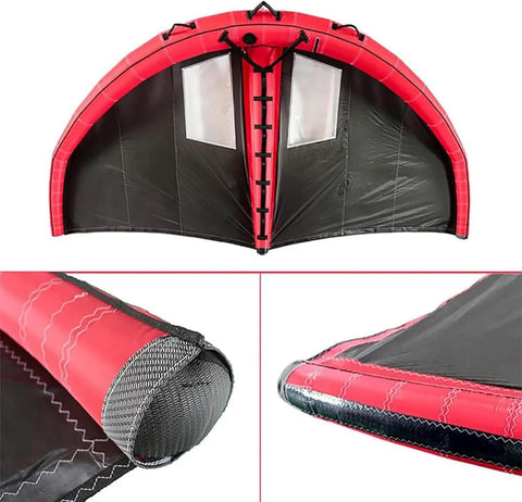 Inflatable Windsurf Board With Foil Hydrofoil And Wing Foil Kit, red and black wing, reinforced seams, portable performance
