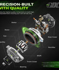 Diagram of Beefed Up 130 Amp 12V Alternator Replacement For 2008 2012 Accord 2.4L I4 And 2009 2014 TSX 2.4L showing components