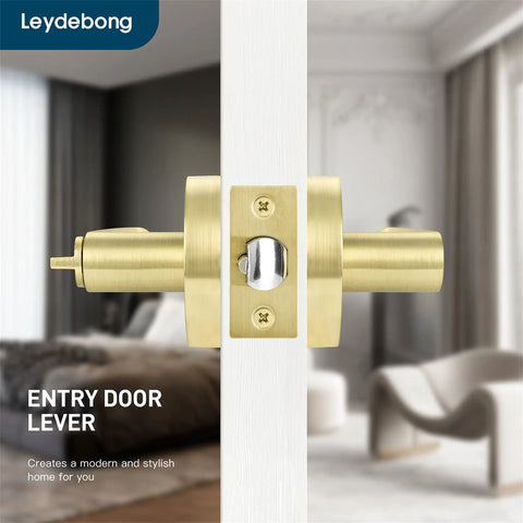 Six Pack Keyed Alike Entry Door Locks With Gold Door Handles For Indoor Or Outdoor Use Heavy Duty Front Door Levers With Keys